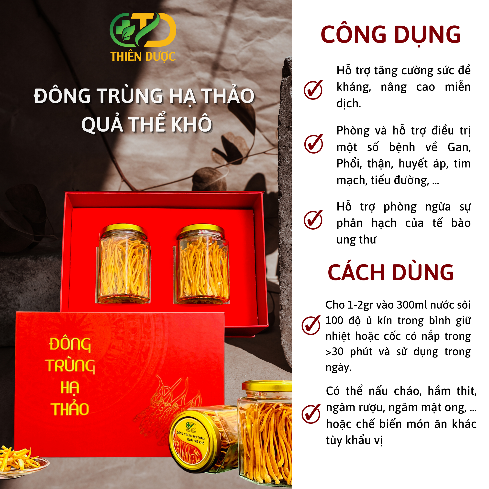 ĐÔNG TRÙNG HẠ THẢO quả thể khô